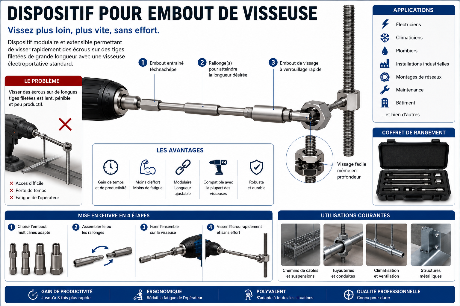 Offre de cession de brevet : Dispositif pour embout de visseuse – Image 2
